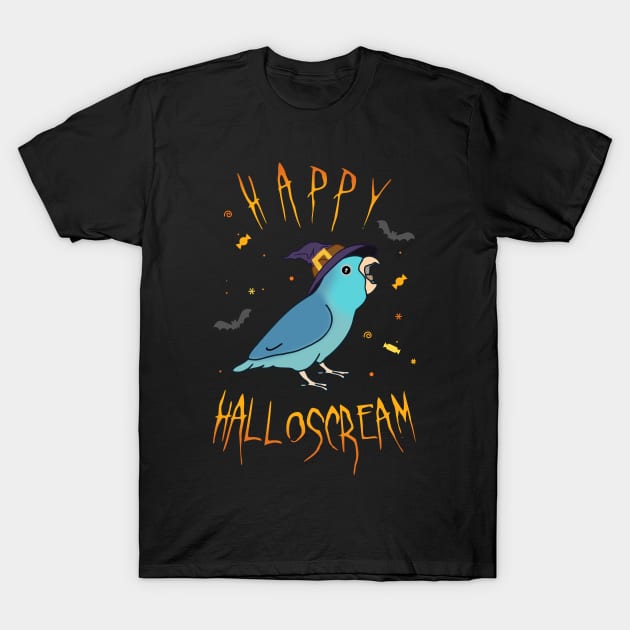 Happy Halloscream Blue Parrotlet T-Shirt by FandomizedRose